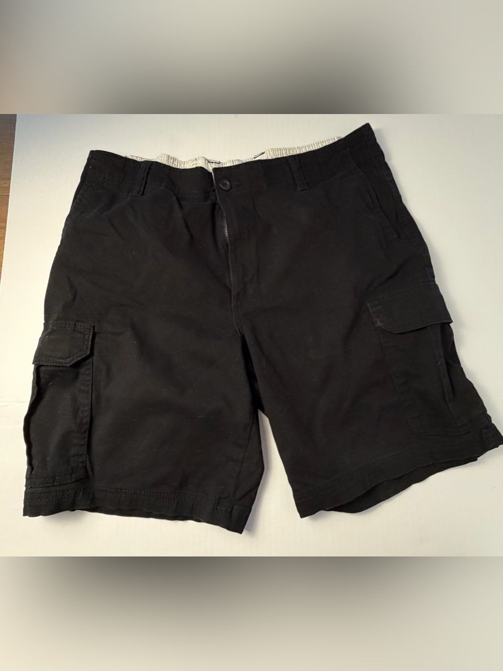 George Mens Cargo Shorts Size 34 Black Multi Pocket Casual Utility Shorts